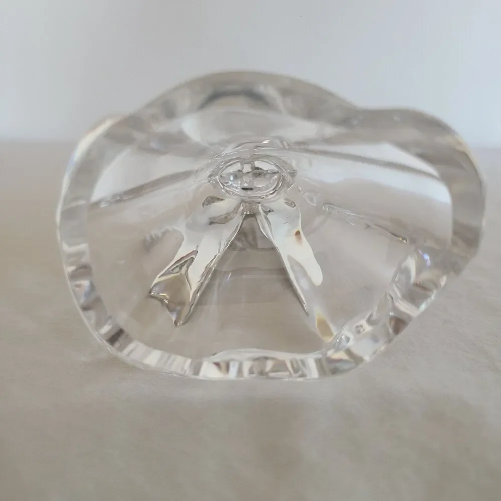 Vintage Clear Acrylic Praying Angel Ornament Silver Toned Wings Holiday Decor